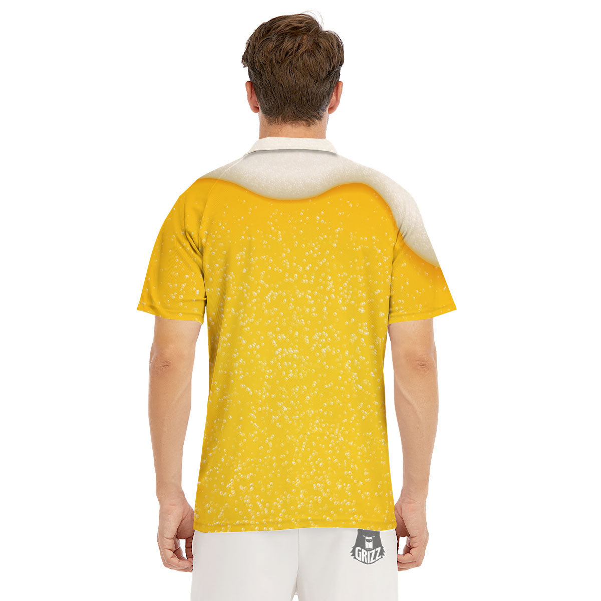 Foam And Beer Print Men's Golf Shirts-grizzshop