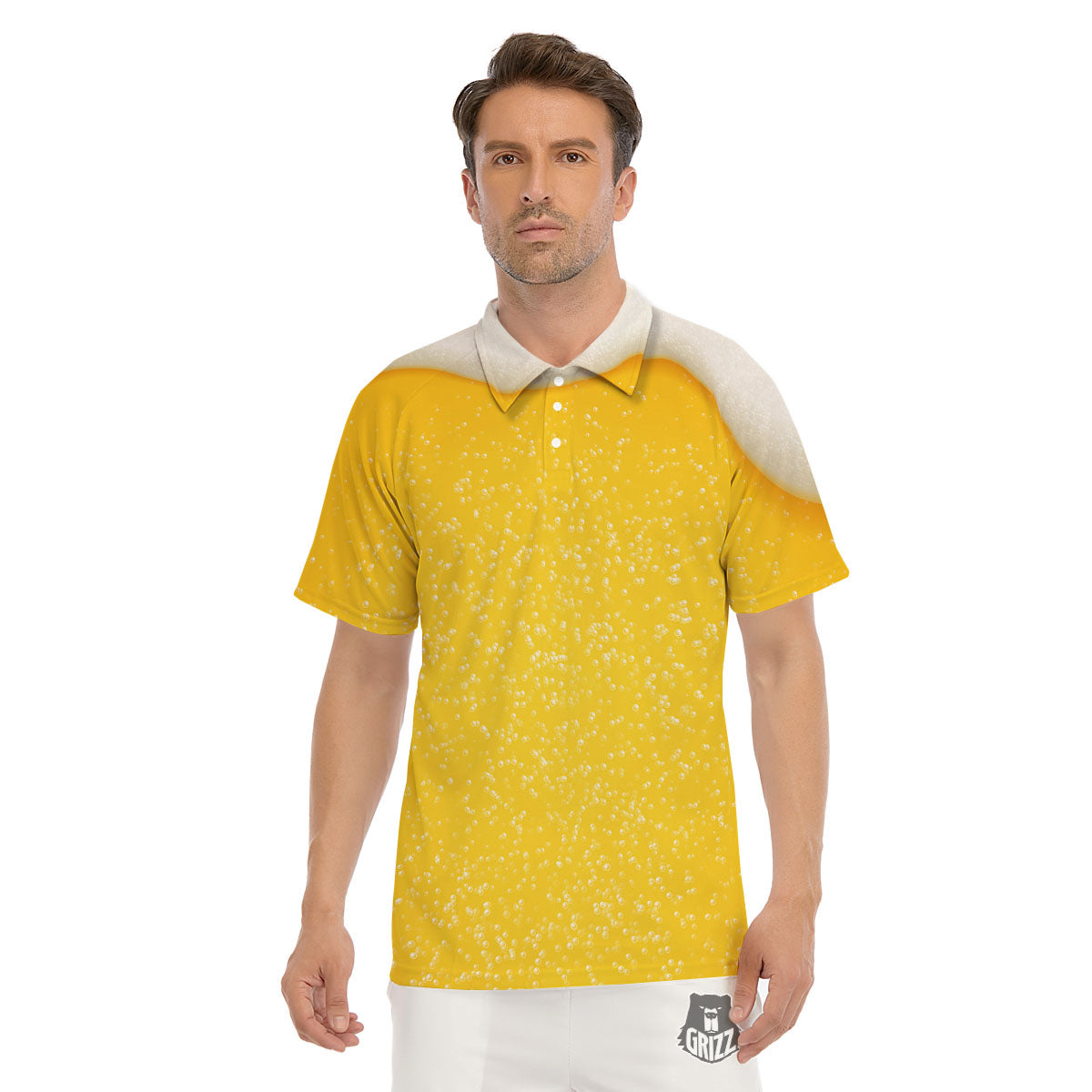 Foam And Beer Print Men's Golf Shirts-grizzshop