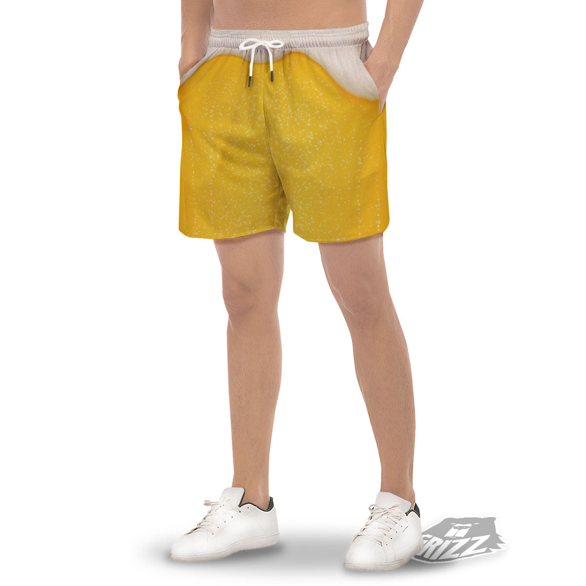 Foam And Beer Print Men's Gym Shorts-grizzshop