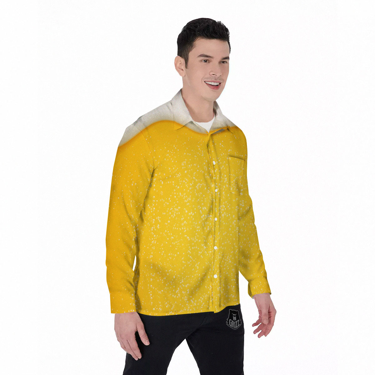 Foam And Beer Print Men's Long Sleeve Shirts-grizzshop