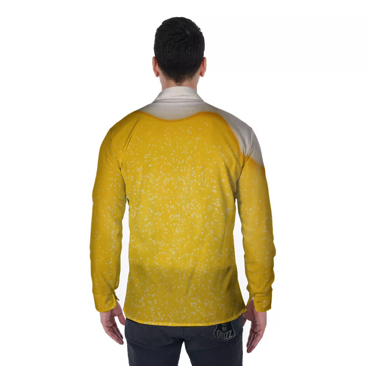 Foam And Beer Print Men's Long Sleeve Shirts-grizzshop