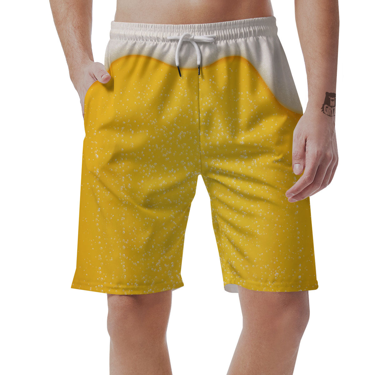 Foam And Beer Print Men's Shorts-grizzshop