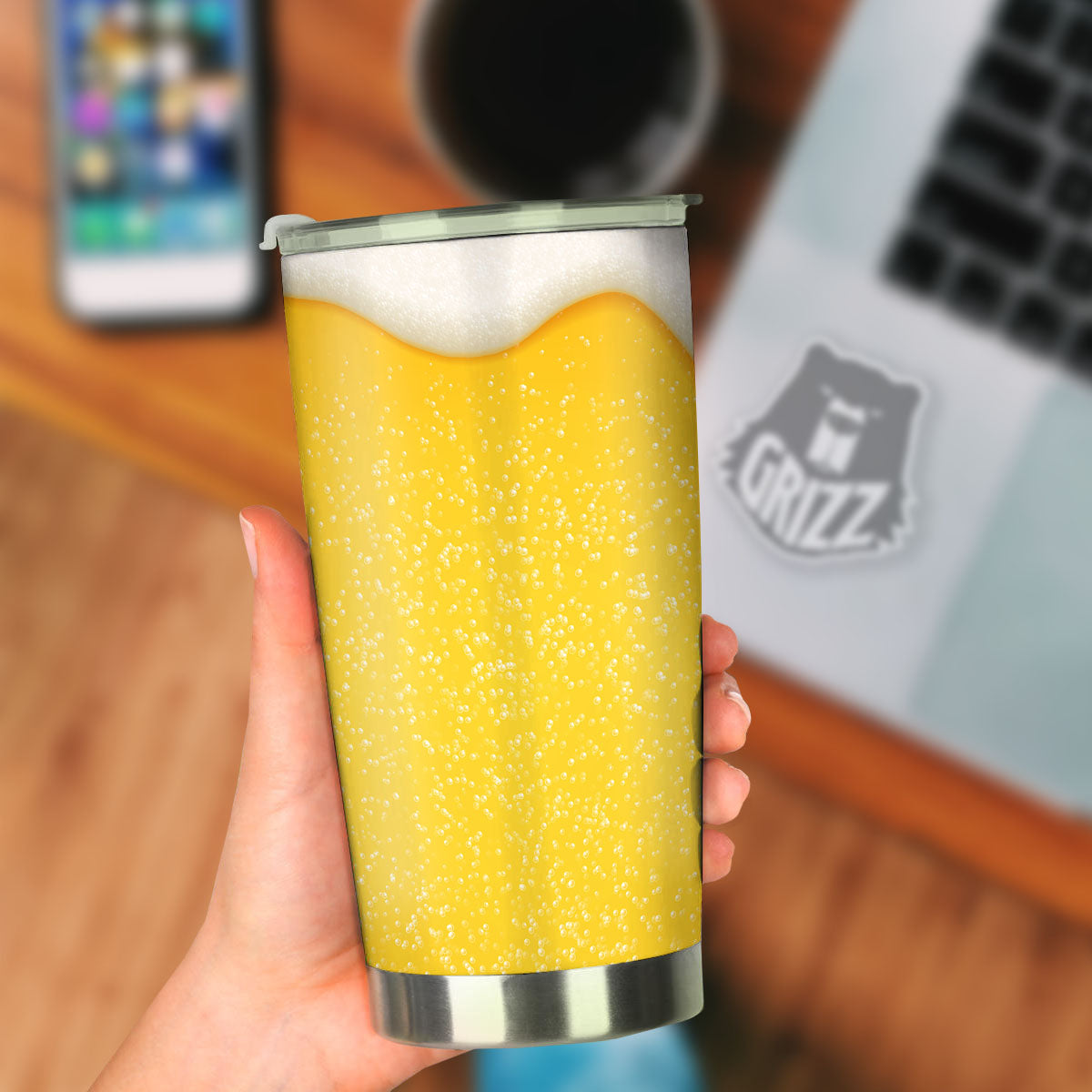 Foam And Beer Print Tumbler-grizzshop