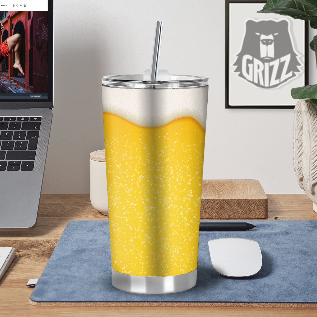 Foam And Beer Print Tumbler-grizzshop