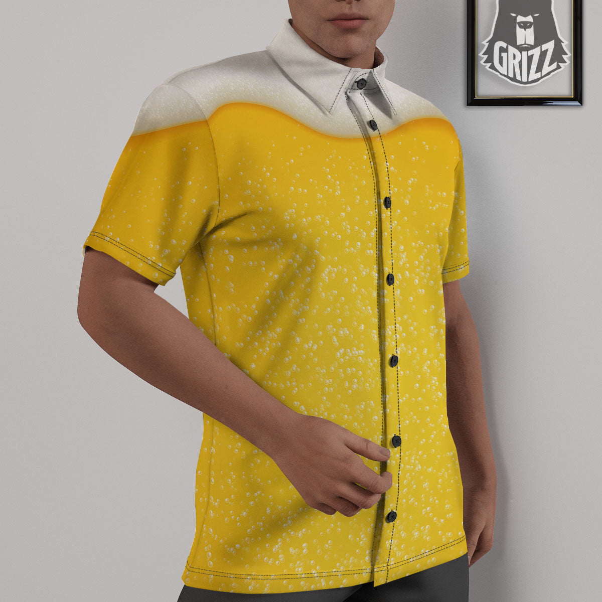 Foam And Beer Print Untucked Shirts-grizzshop