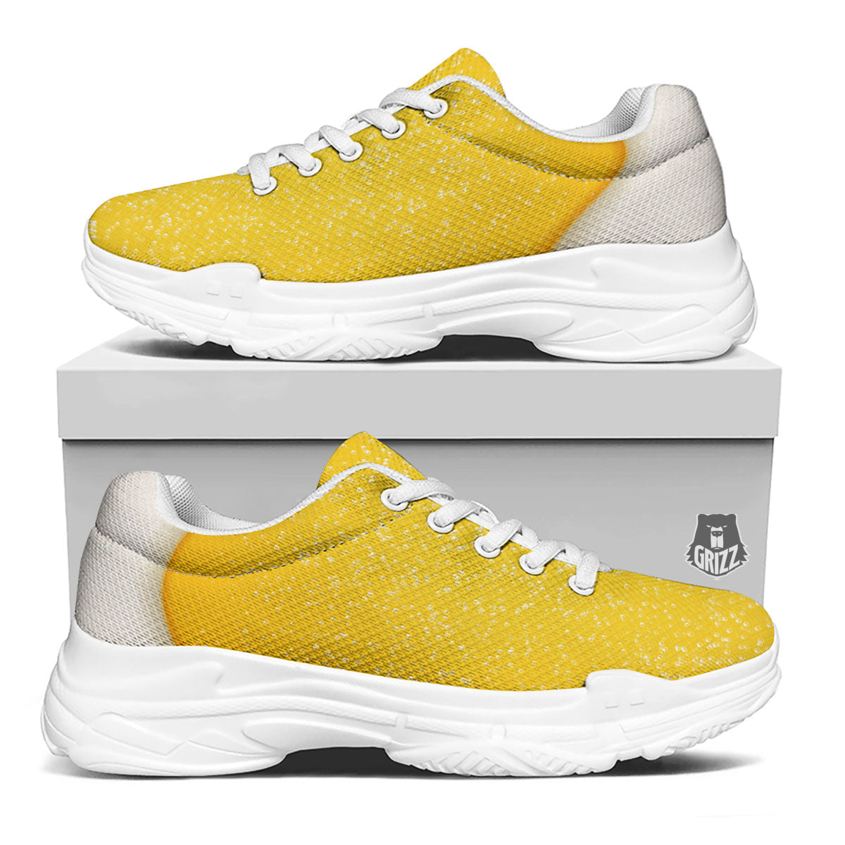 Foam And Beer Print White Chunky Shoes-grizzshop