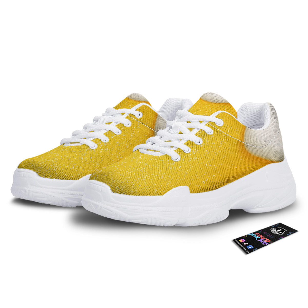 Foam And Beer Print White Chunky Shoes-grizzshop