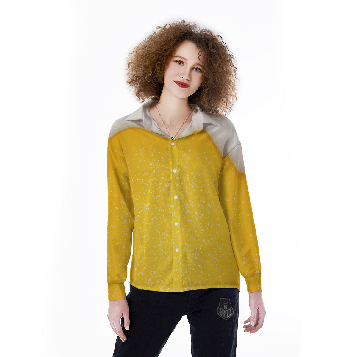 Foam And Beer Print Women's Long Sleeve Shirts-grizzshop