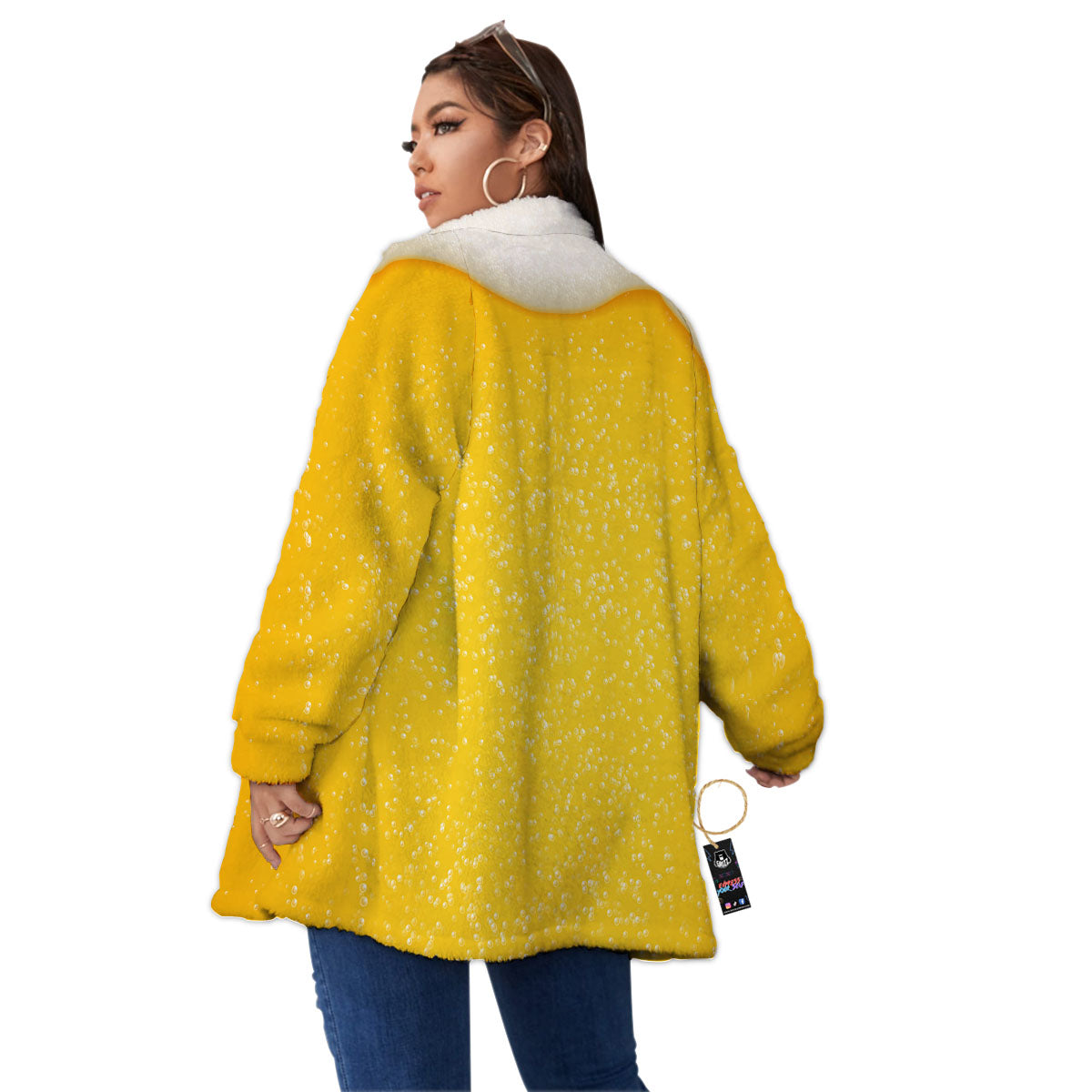 Foam And Beer Print Women's Sherpa Jacket-grizzshop