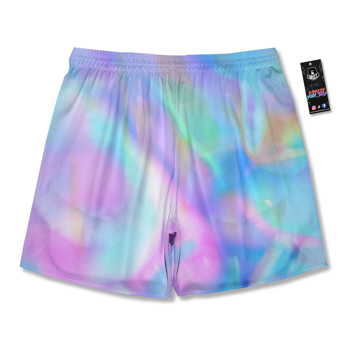 Foil Holographic Print Men's Running Shorts-grizzshop