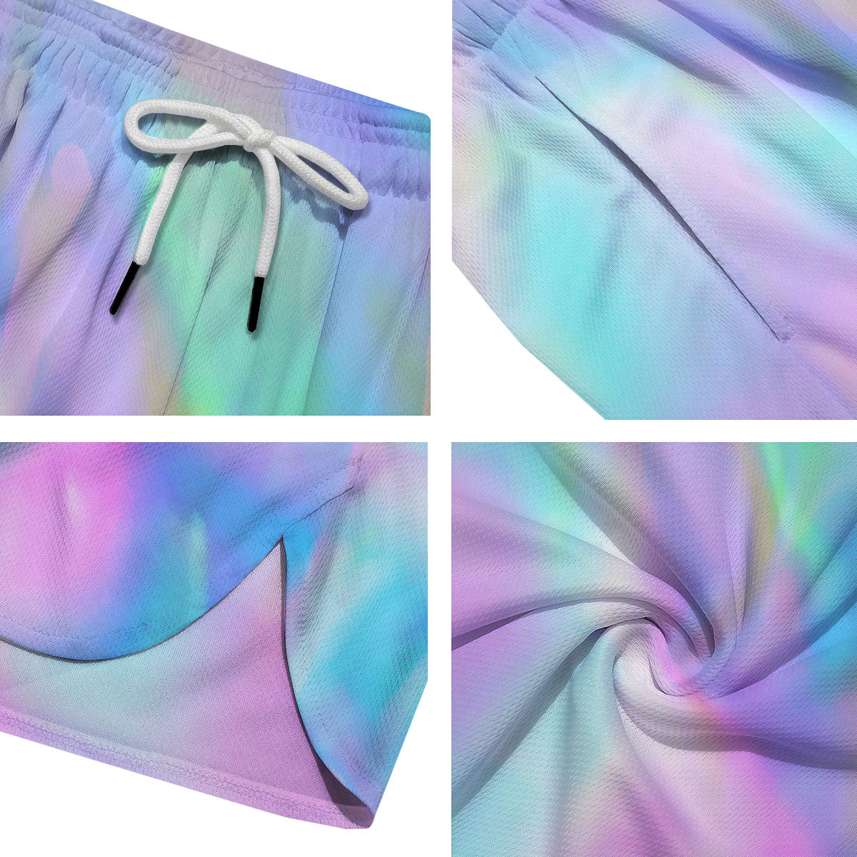 Foil Holographic Print Men's Running Shorts-grizzshop