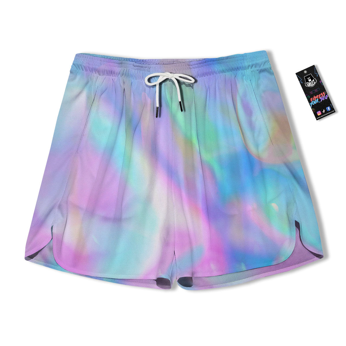 Foil Holographic Print Men's Running Shorts-grizzshop