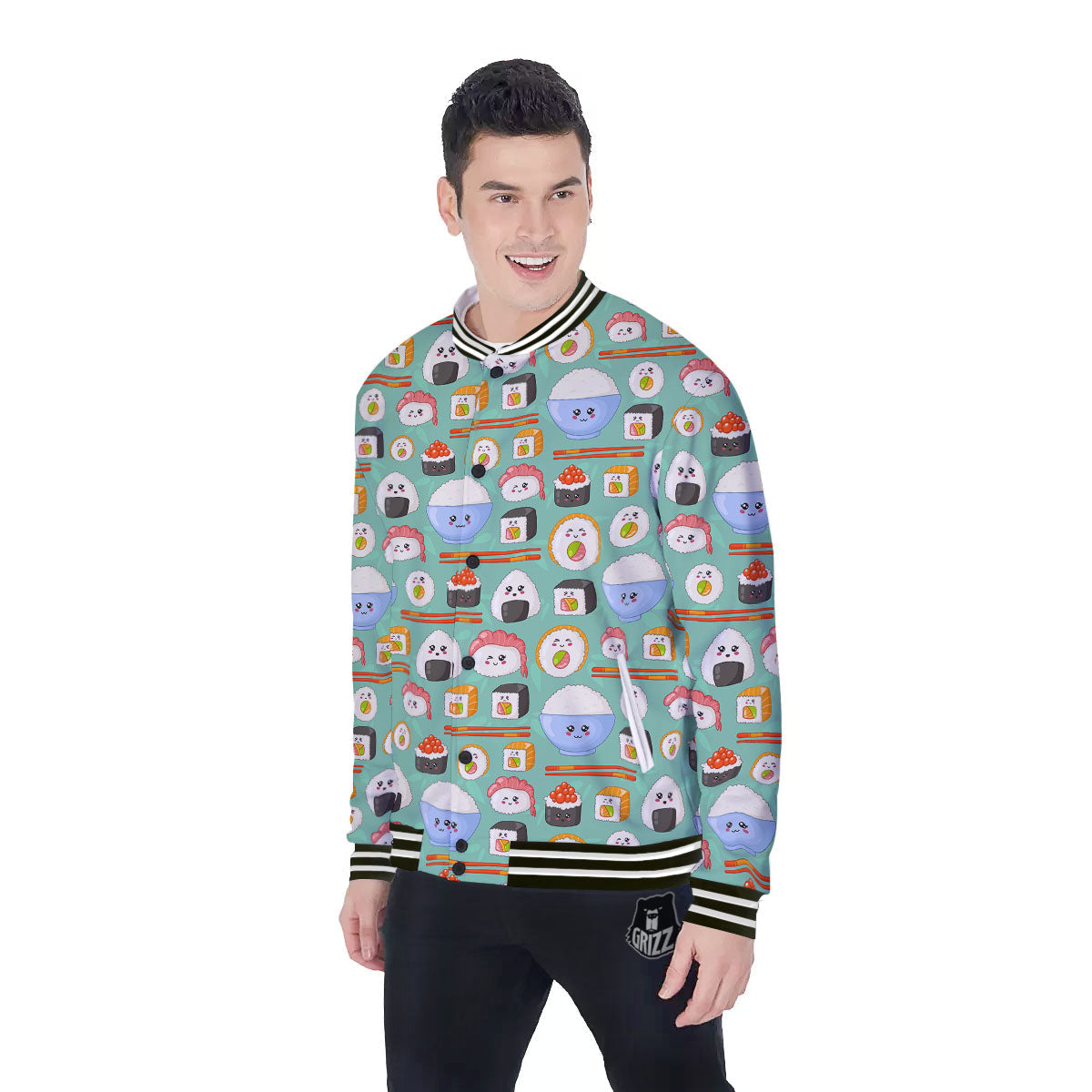 Food Japanese Print Pattern Baseball Jacket-grizzshop