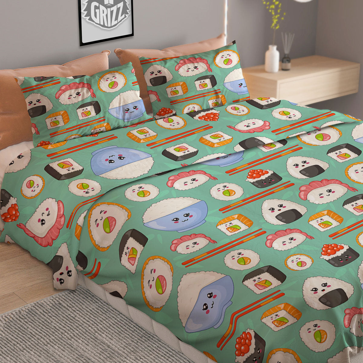 Food Japanese Print Pattern Duvet Cover Bedding Set