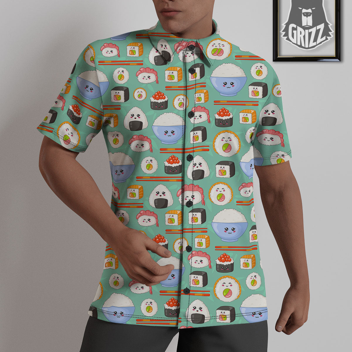 Food Japanese Print Pattern Untucked Shirts-grizzshop