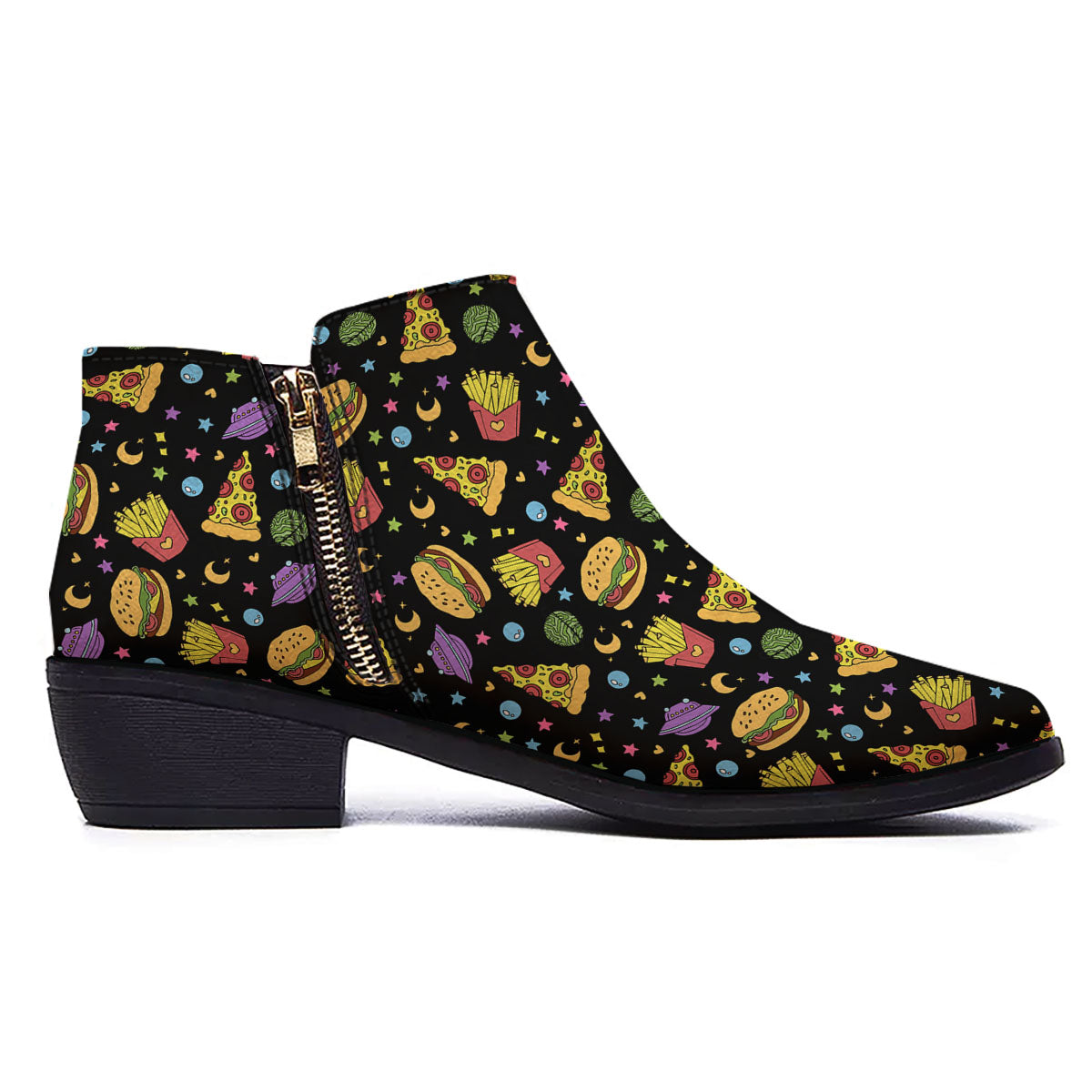 Food Planets Print Pattern Ankle Boots-grizzshop