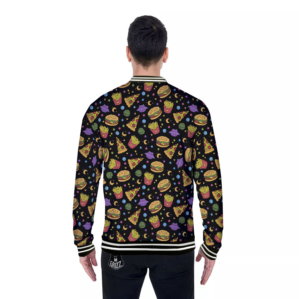 Food Planets Print Pattern Baseball Jacket-grizzshop