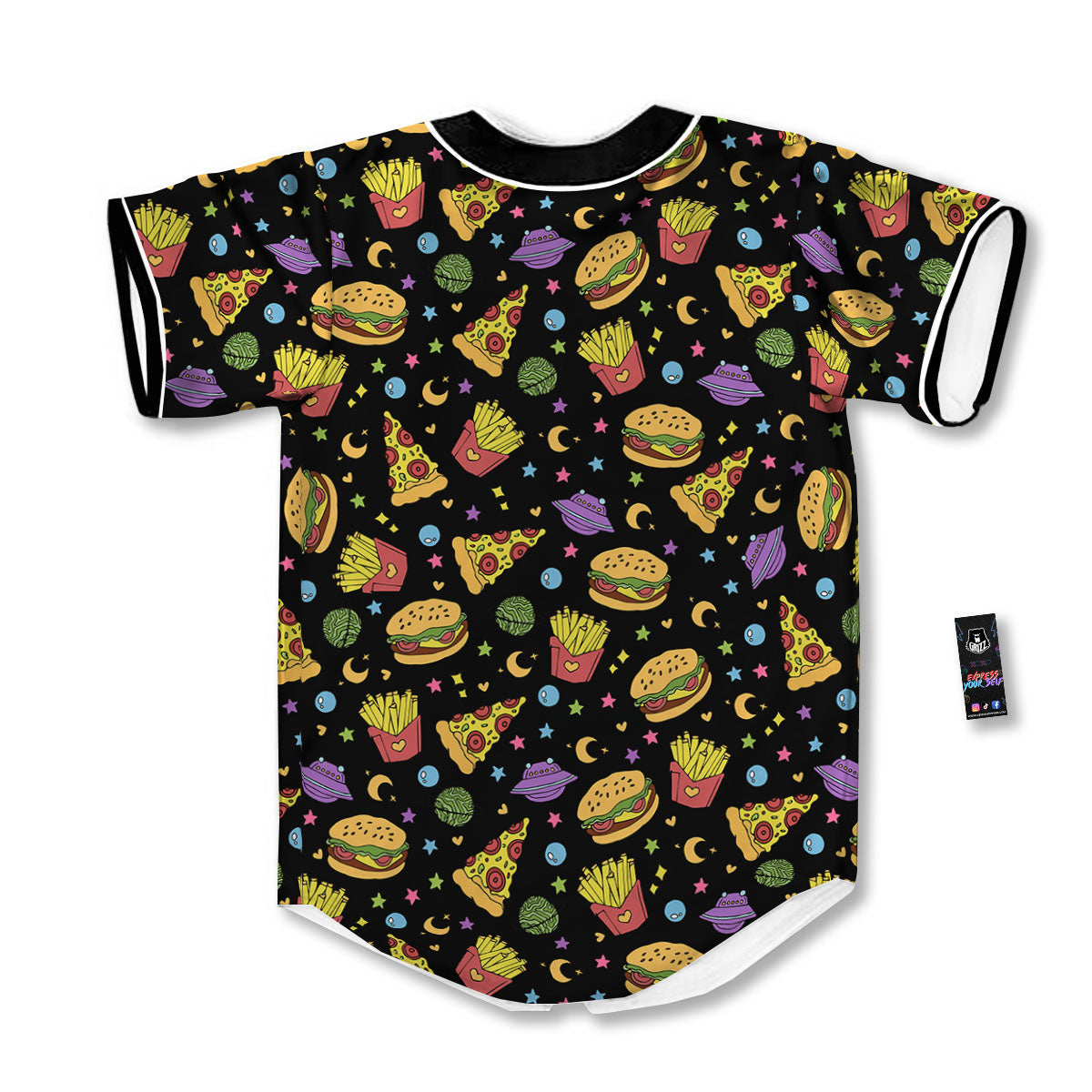 Food Planets Print Pattern Baseball Jersey-grizzshop