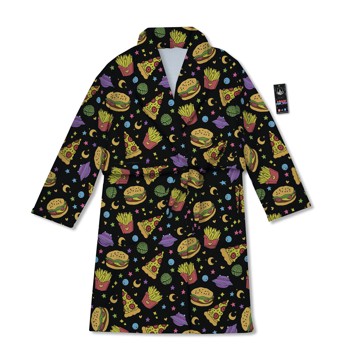 Food Planets Print Pattern Bathrobe-grizzshop