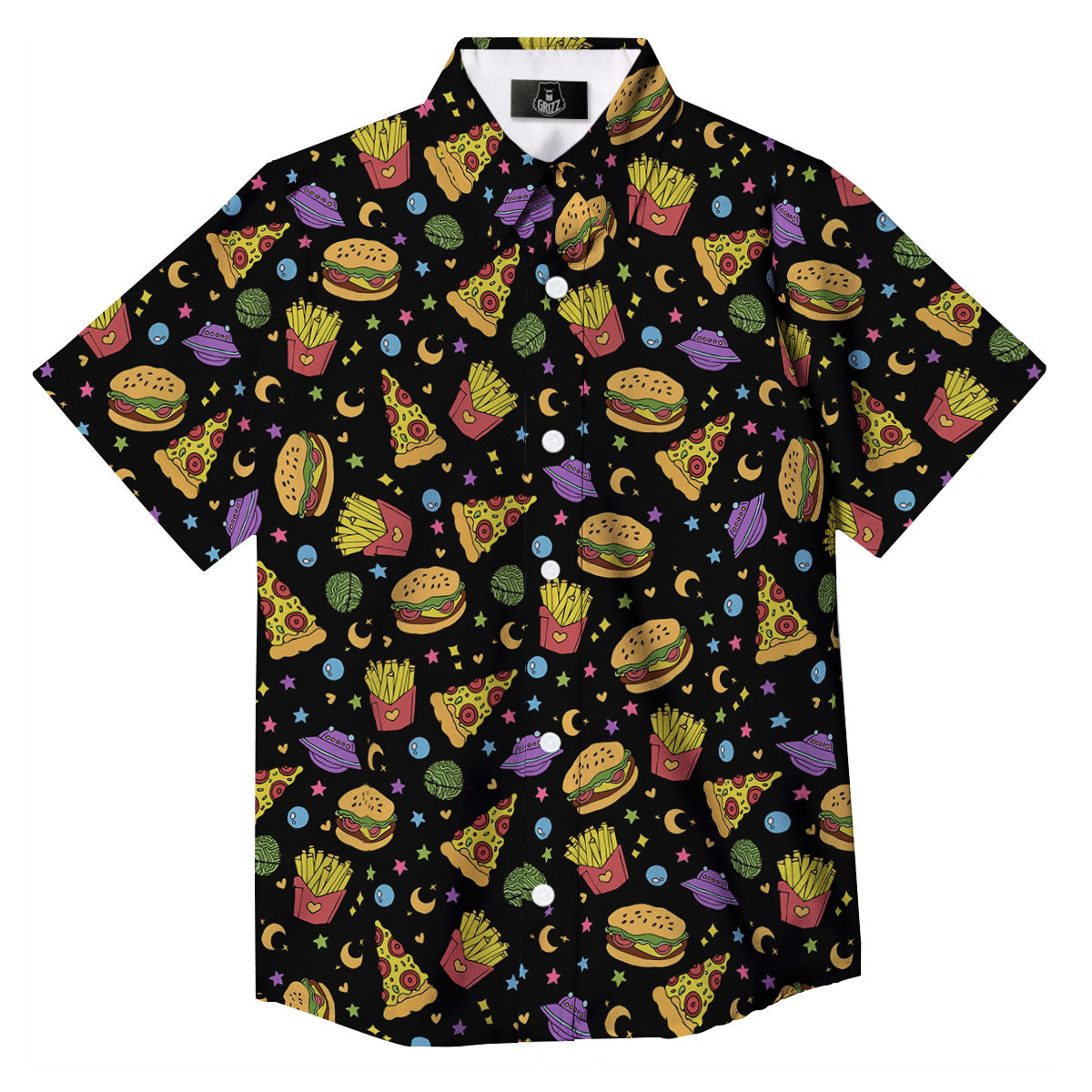 Food Planets Print Pattern Button Up Shirt-grizzshop