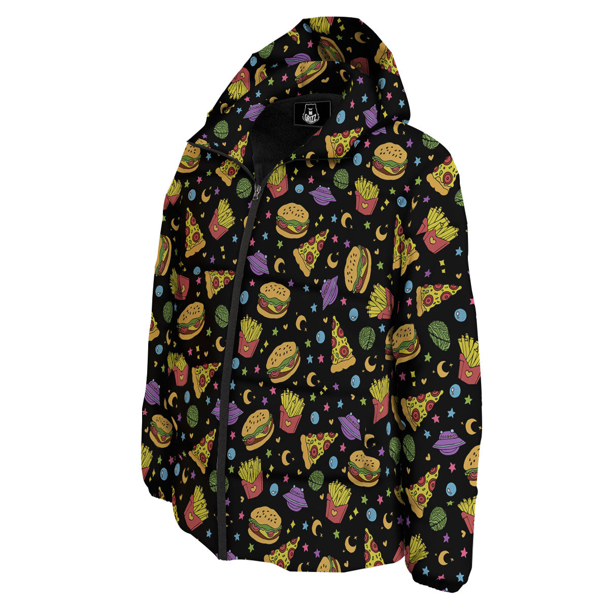 Food Planets Print Pattern Down Jacket-grizzshop