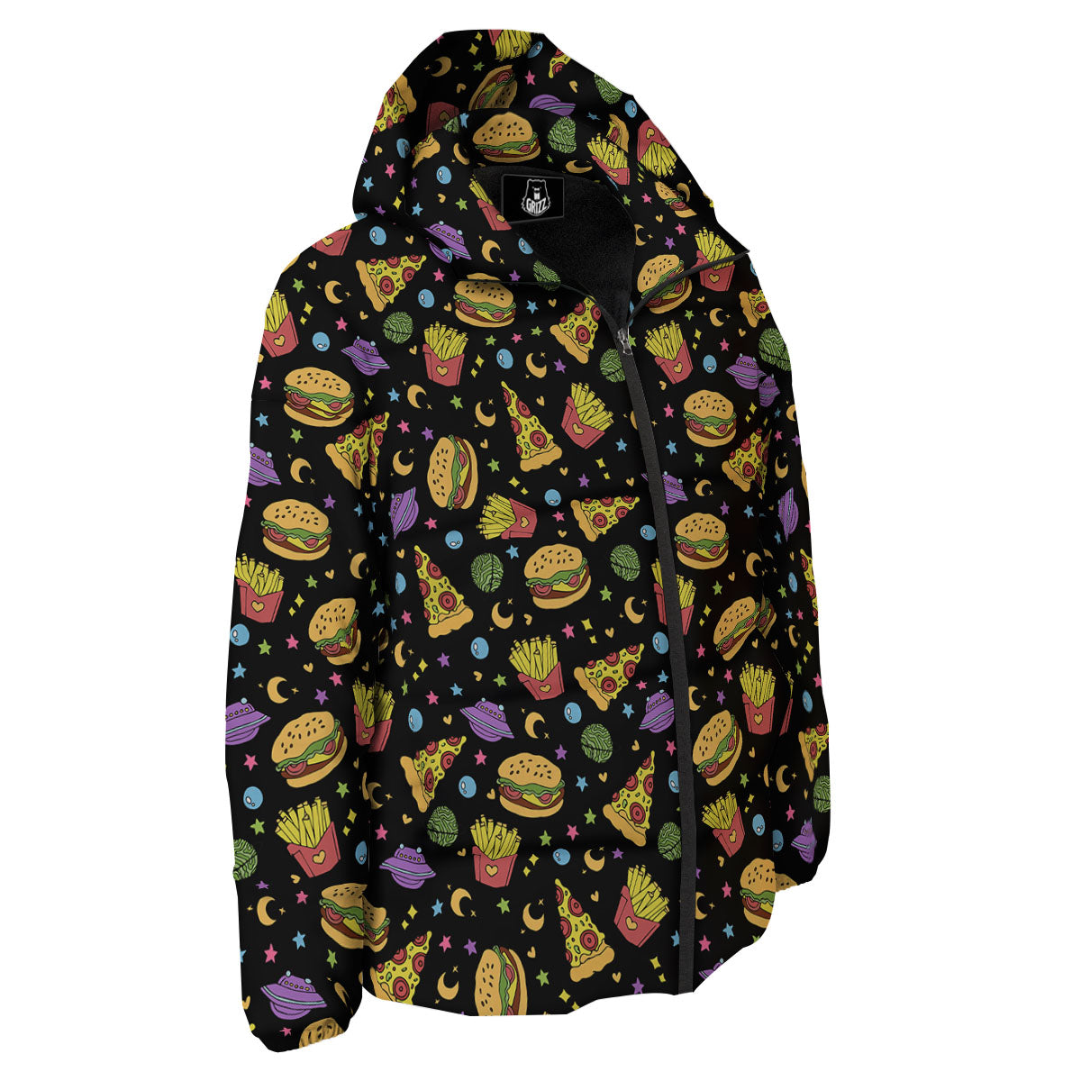 Food Planets Print Pattern Down Jacket-grizzshop