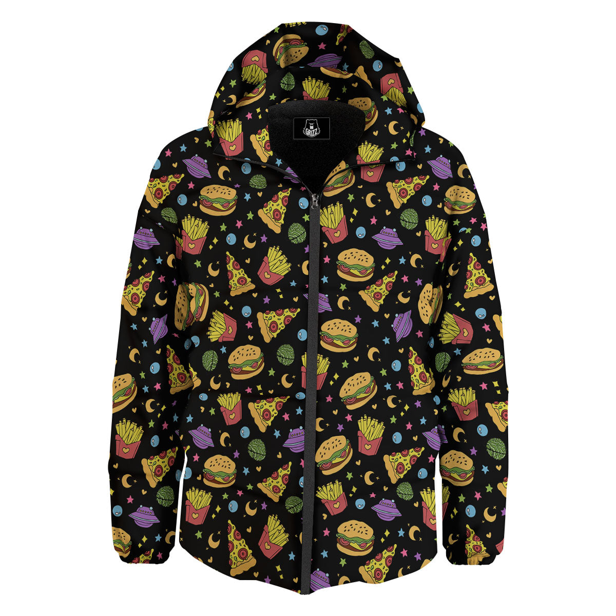 Food Planets Print Pattern Down Jacket-grizzshop