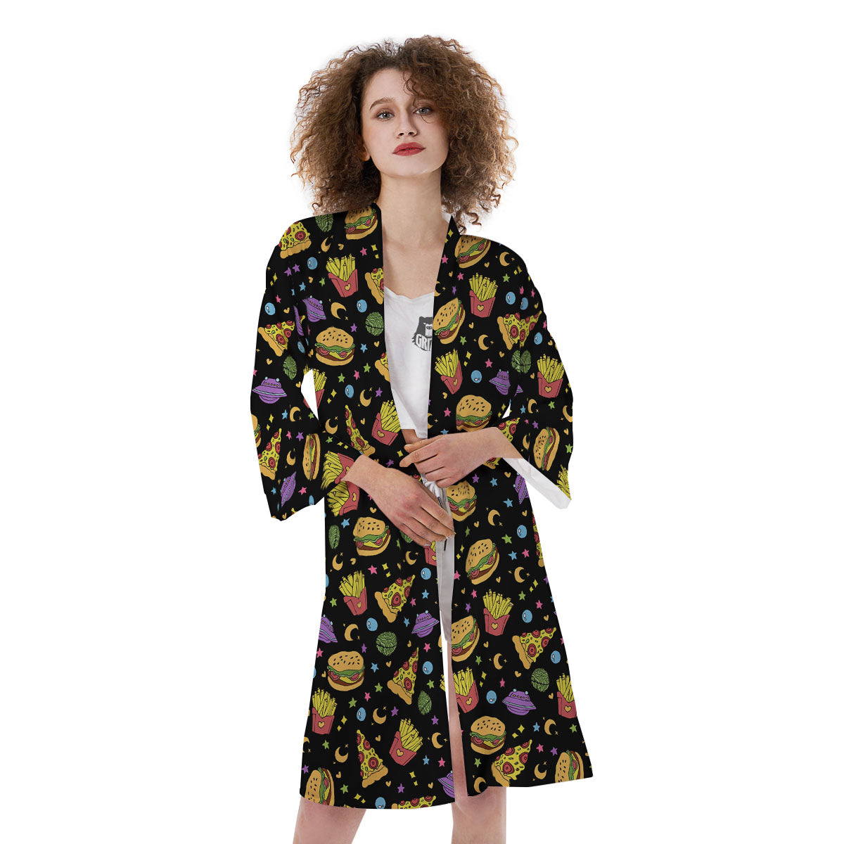 Food Planets Print Pattern Kimono-grizzshop