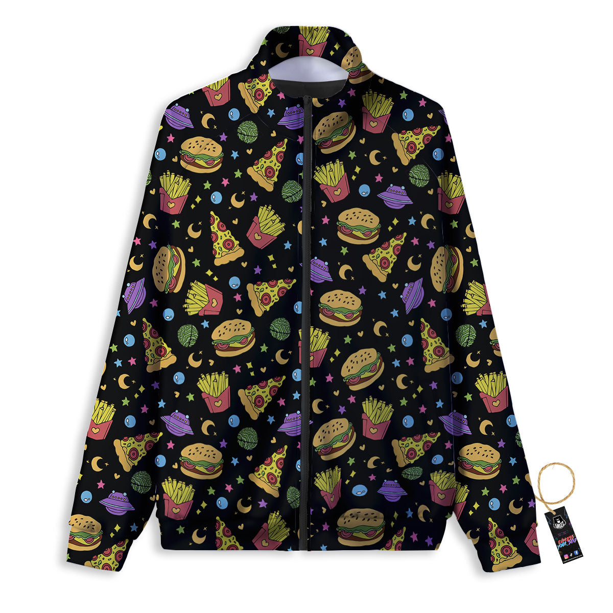 Food Planets Print Pattern Track Jacket-grizzshop