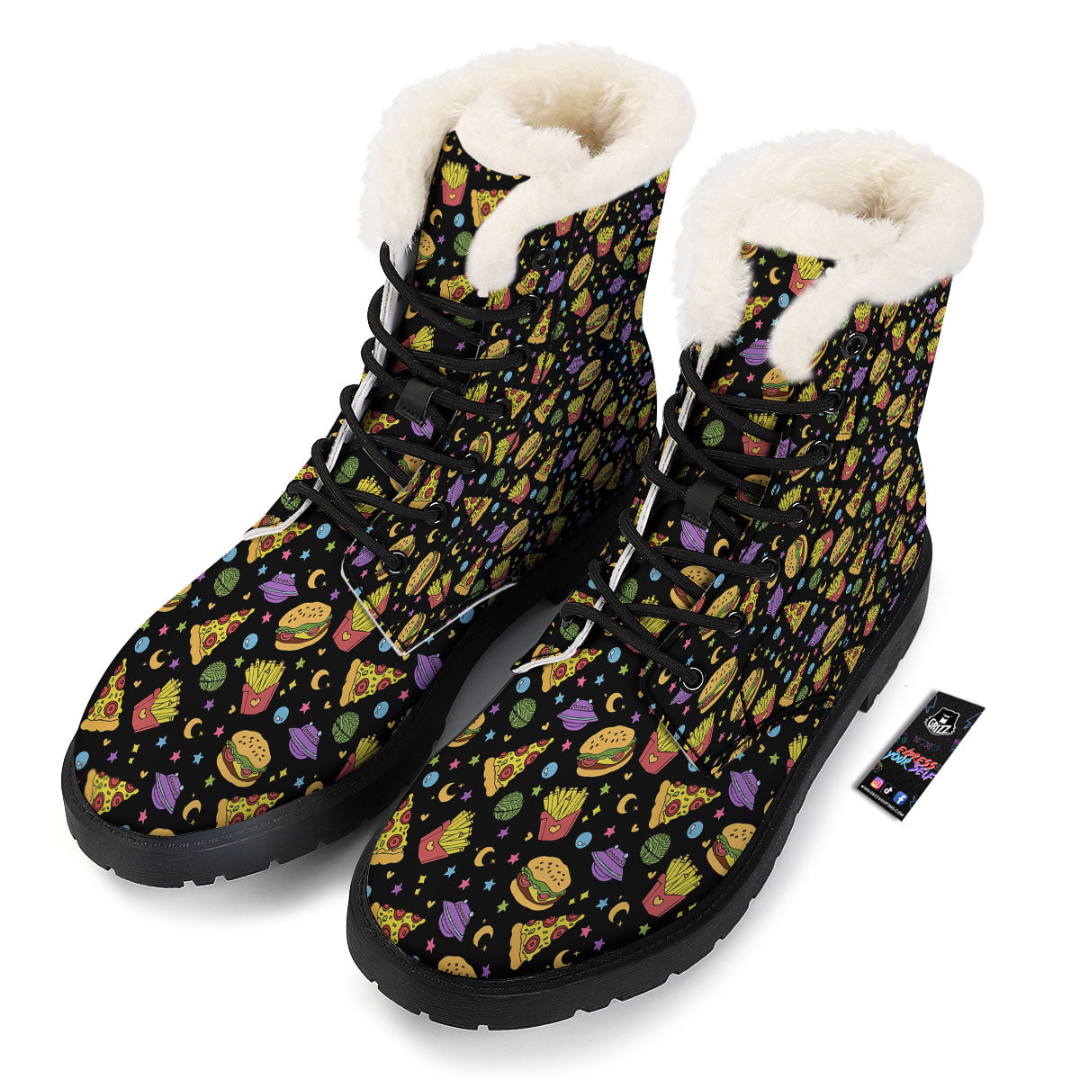 Food Planets Print Pattern Winter Boots-grizzshop