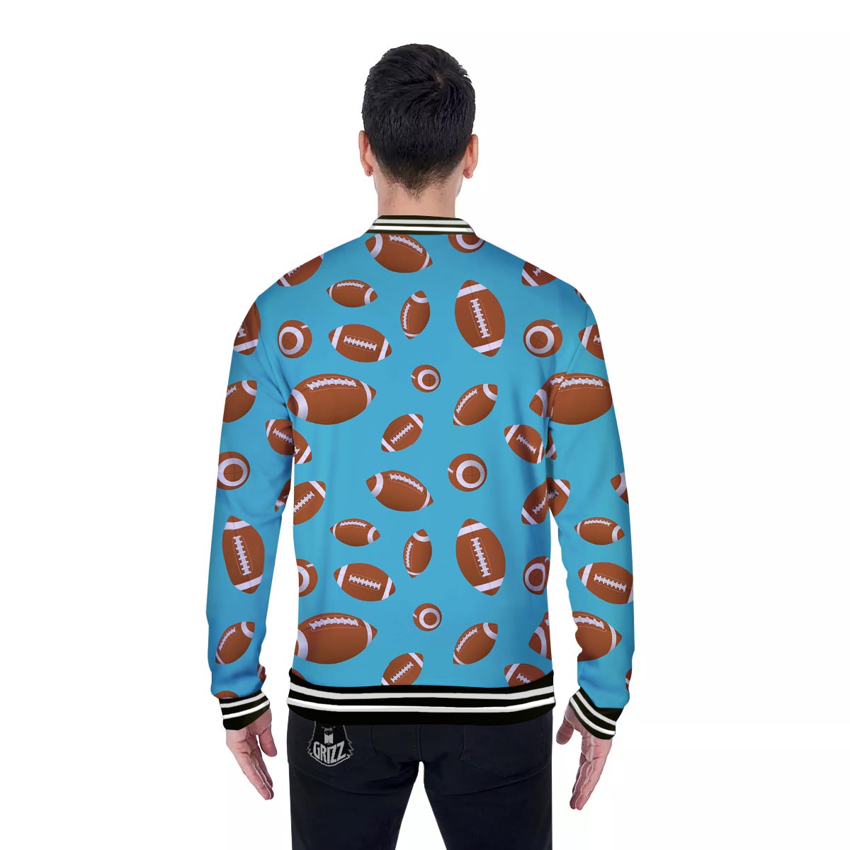 Football Retro American Print Pattern Baseball Jacket-grizzshop