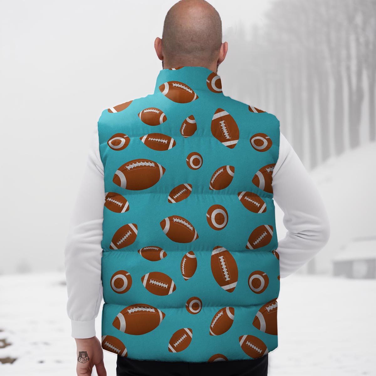 Football Retro American Print Pattern Down Vest