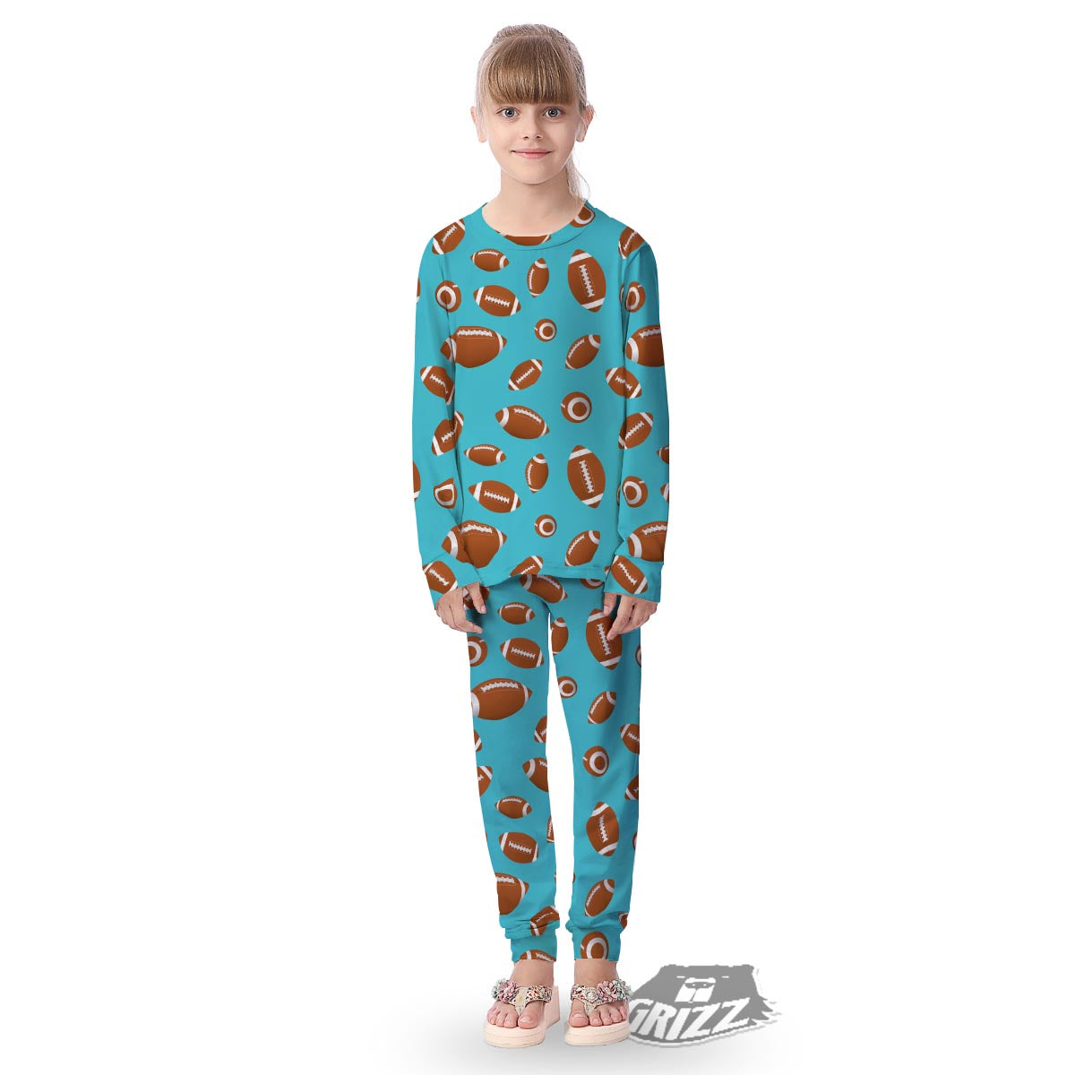Football Retro American Print Pattern Kid's Pajamas-grizzshop