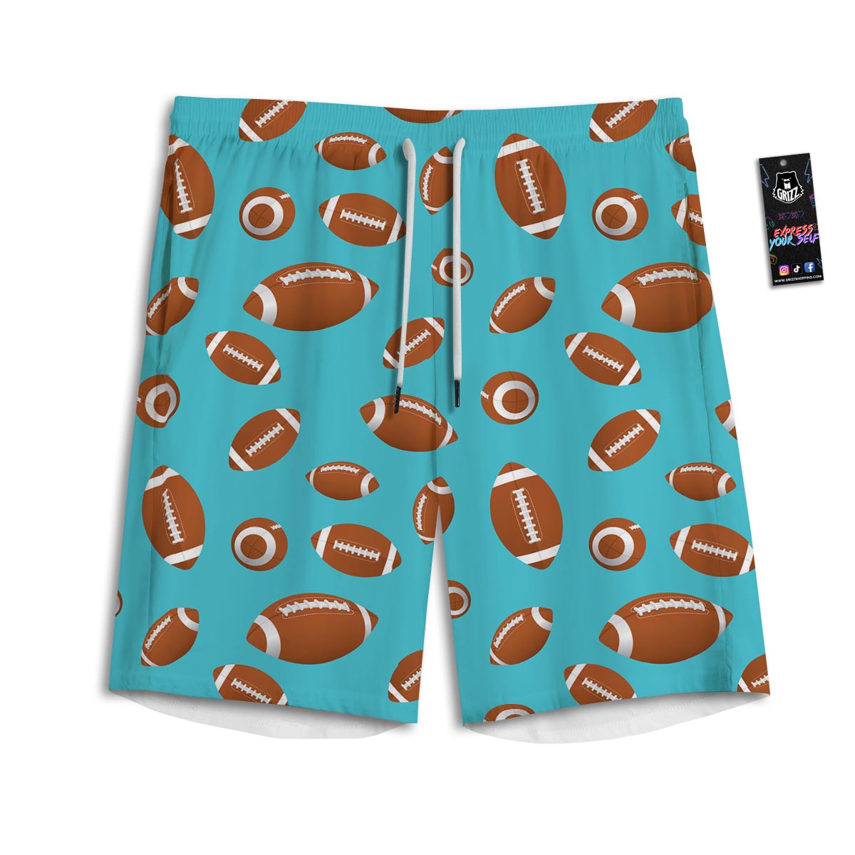 Football Retro American Print Pattern Men's Athletic Shorts