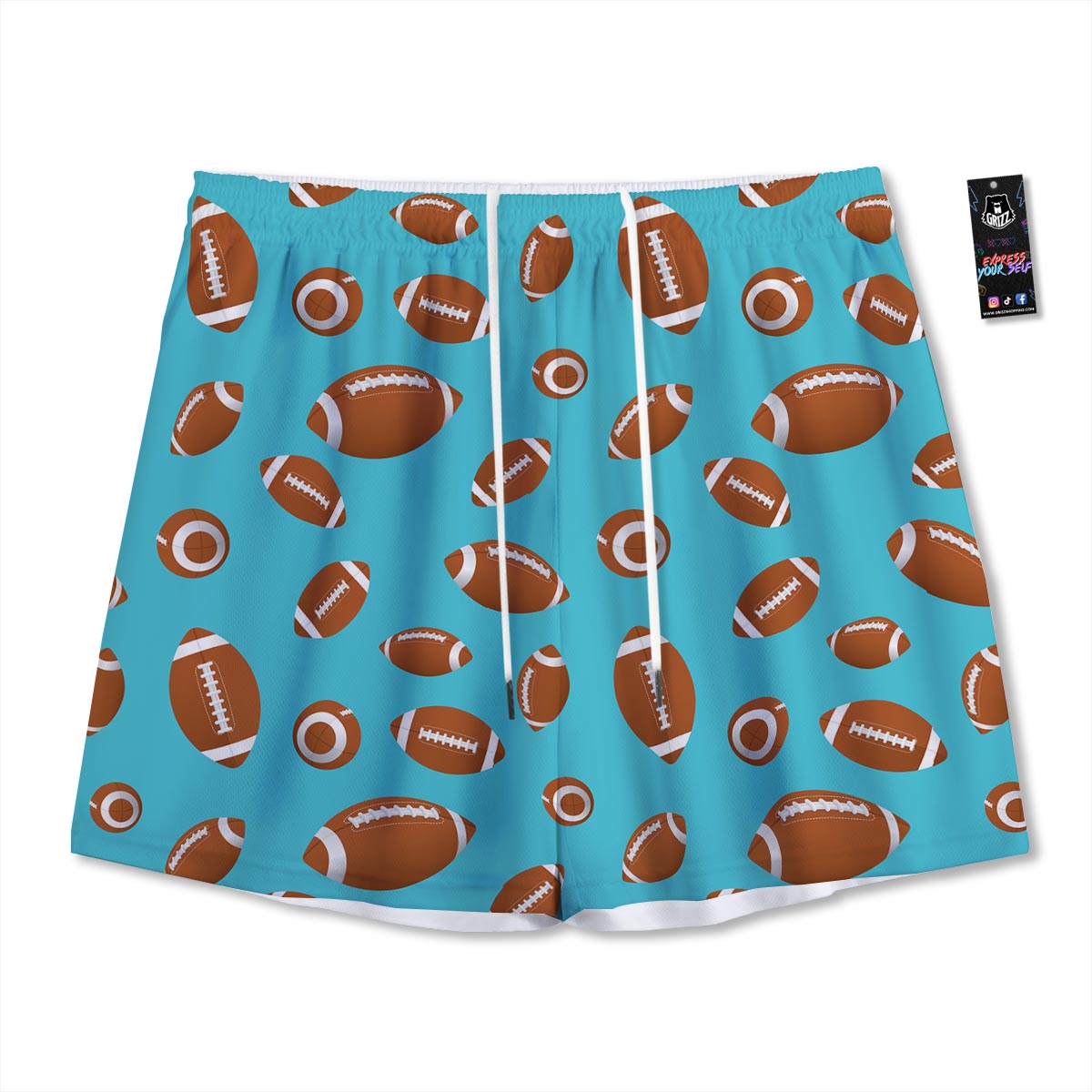 Football Retro American Print Pattern Mesh Shorts