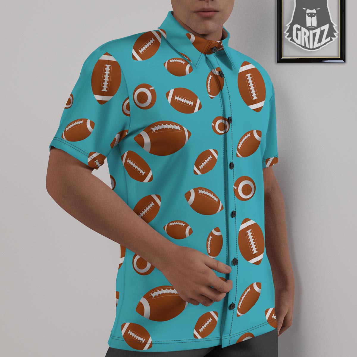 Football Retro American Print Pattern Untucked Shirts-grizzshop