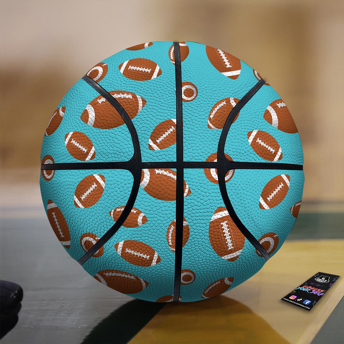 Flower Turquoise Rose Print Basketball