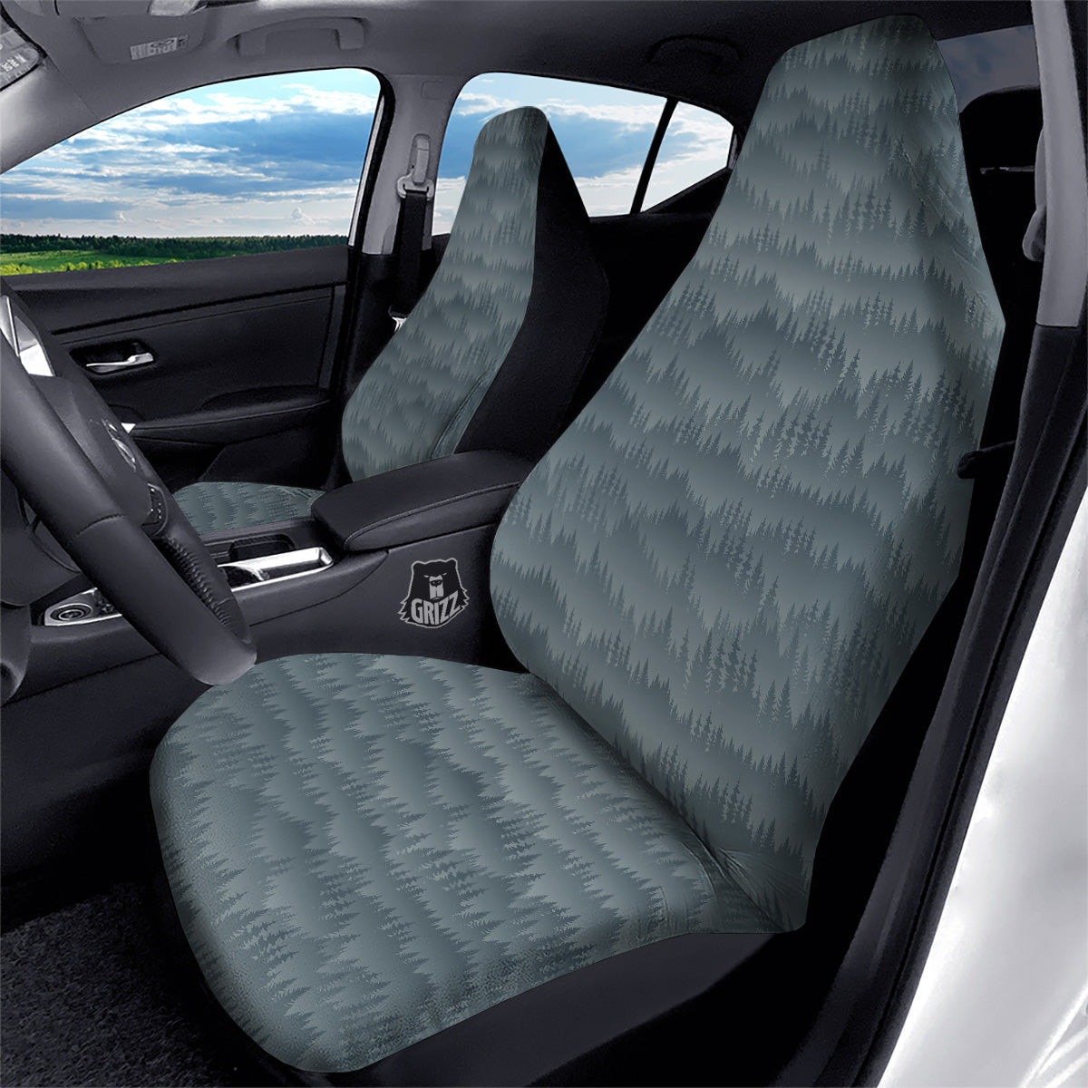 Forest And Mist Print Pattern Car Seat Covers-grizzshop