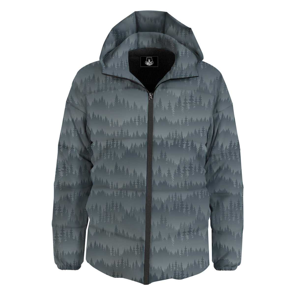 Forest And Mist Print Pattern Down Jacket-grizzshop
