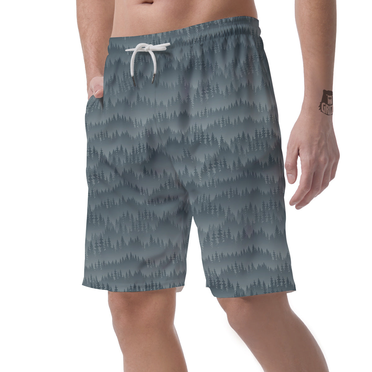 Forest And Mist Print Pattern Men's Shorts-grizzshop