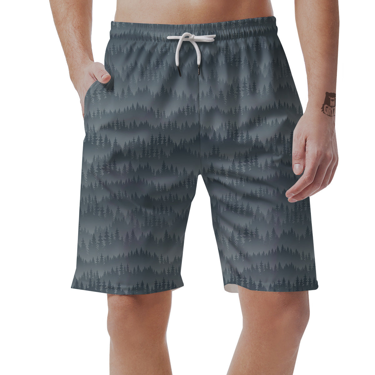 Forest And Mist Print Pattern Men's Shorts-grizzshop