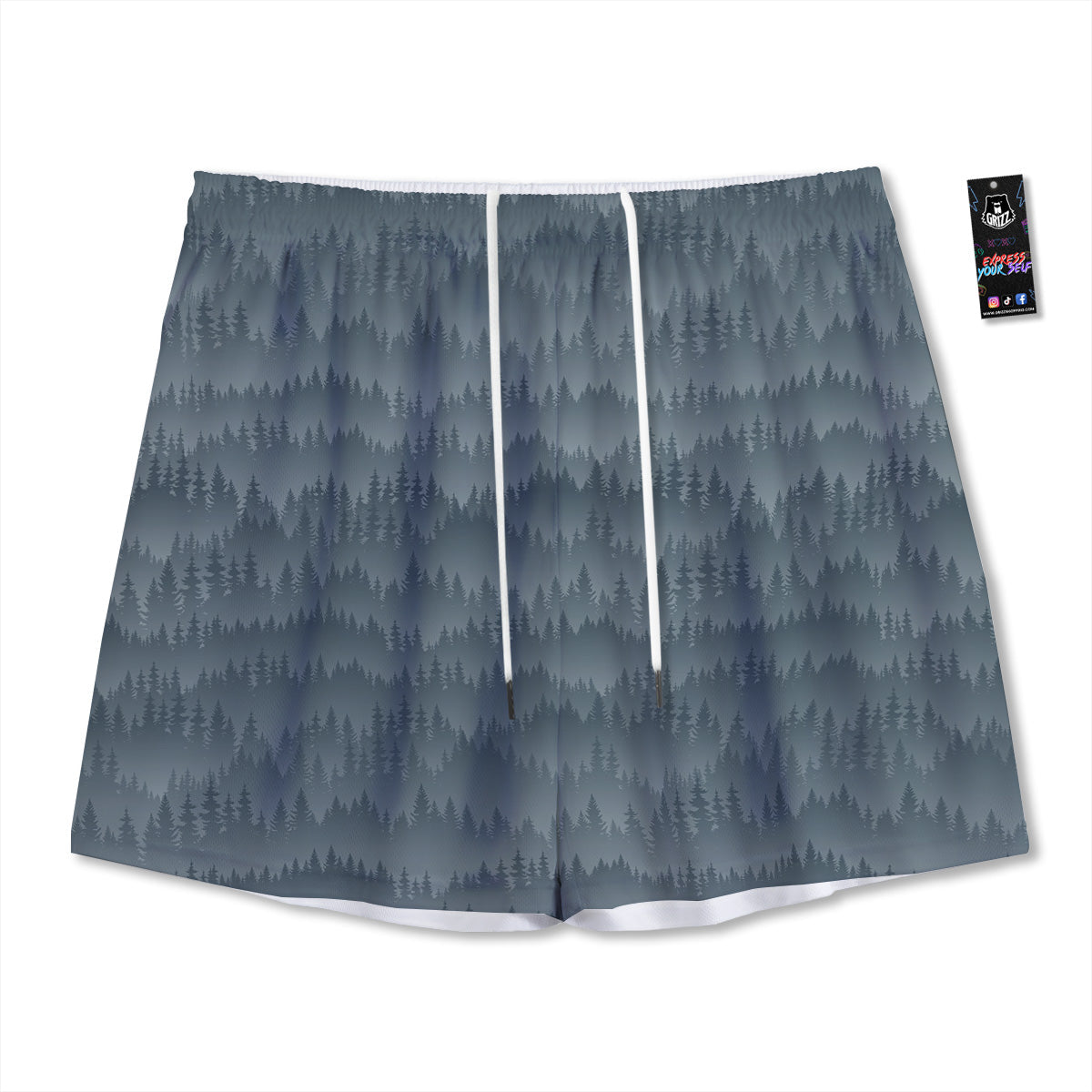 Forest And Mist Print Pattern Mesh Shorts-grizzshop
