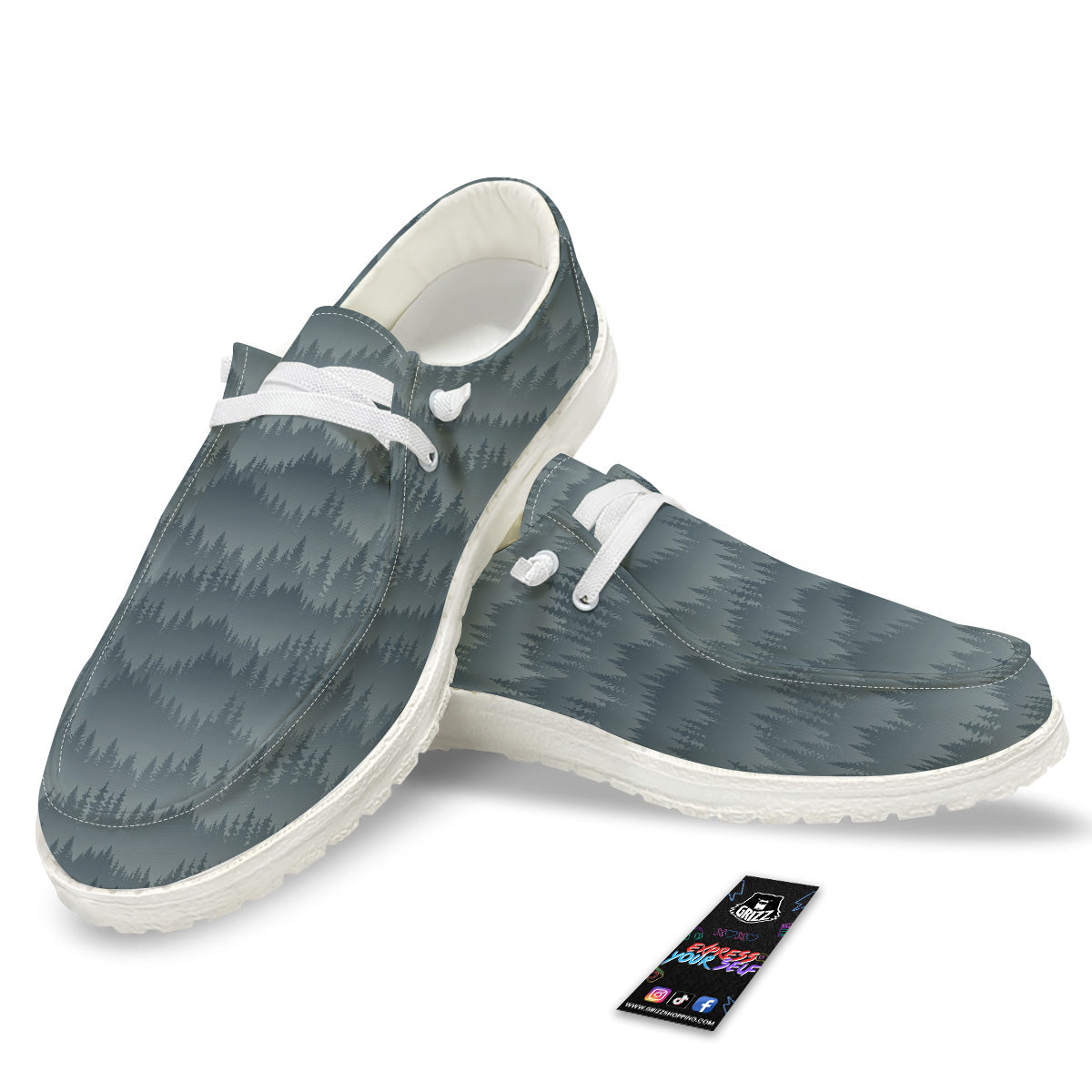 Forest And Mist Print Pattern White Loafers-grizzshop