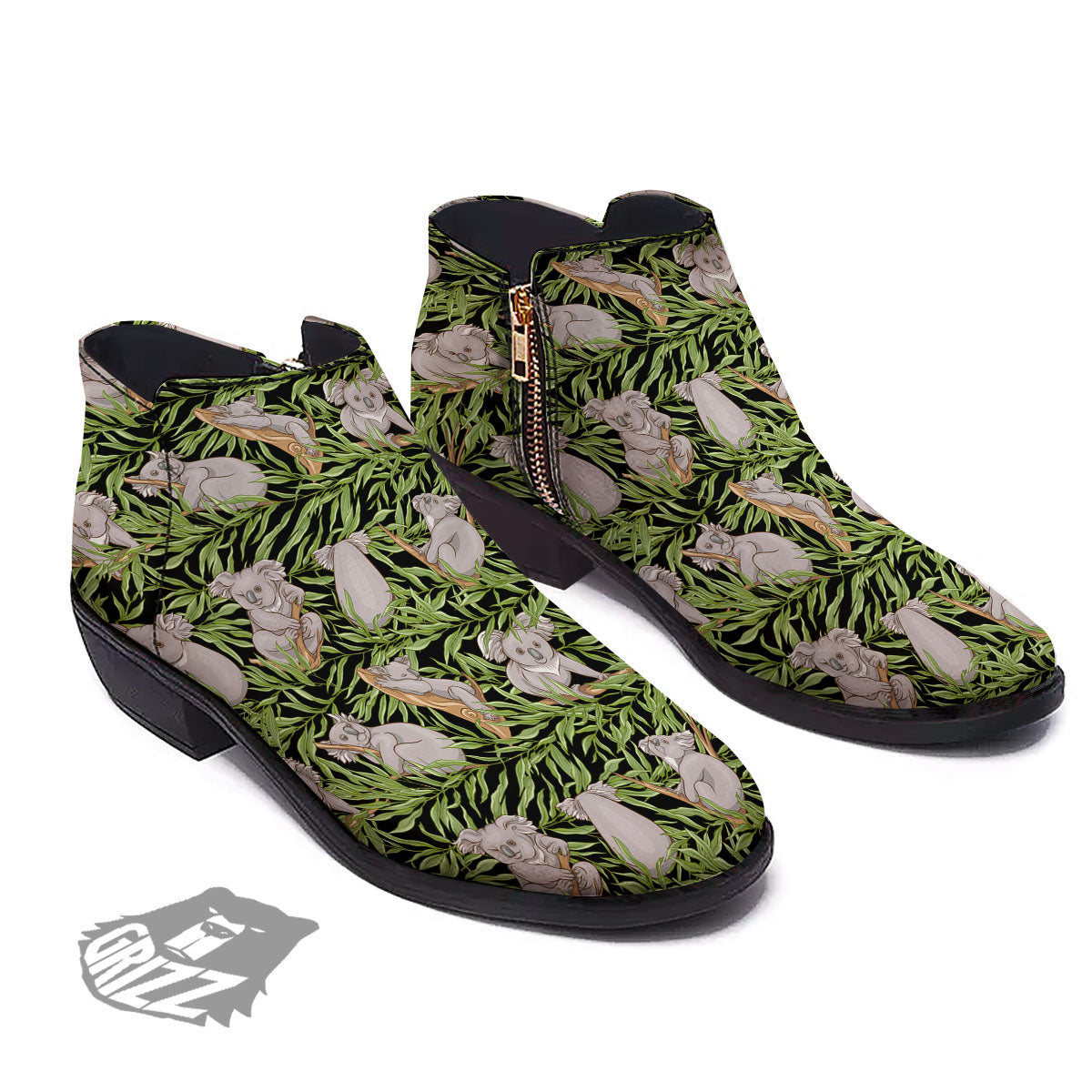 Forest Koala Print Pattern Ankle Boots-grizzshop