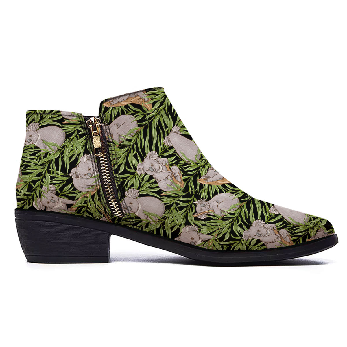 Forest Koala Print Pattern Ankle Boots-grizzshop