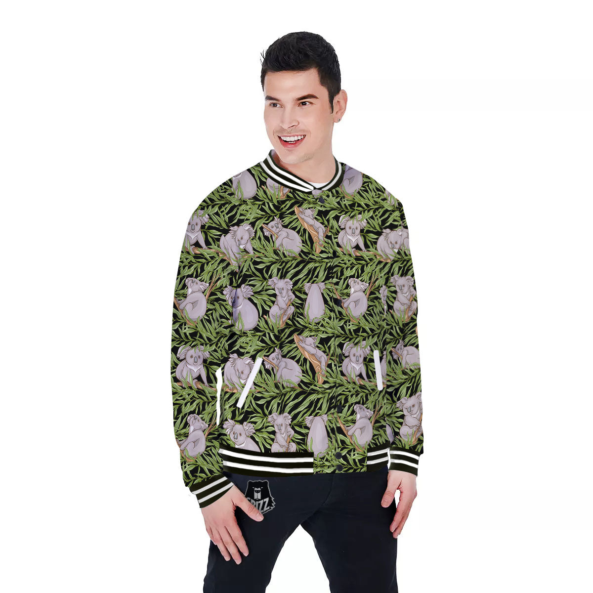 Forest Koala Print Pattern Baseball Jacket-grizzshop