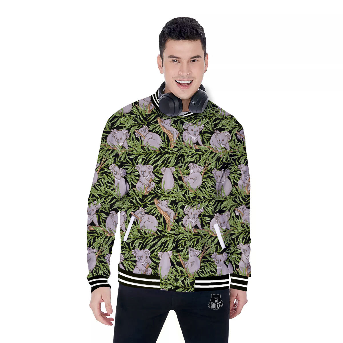Forest Koala Print Pattern Baseball Jacket-grizzshop