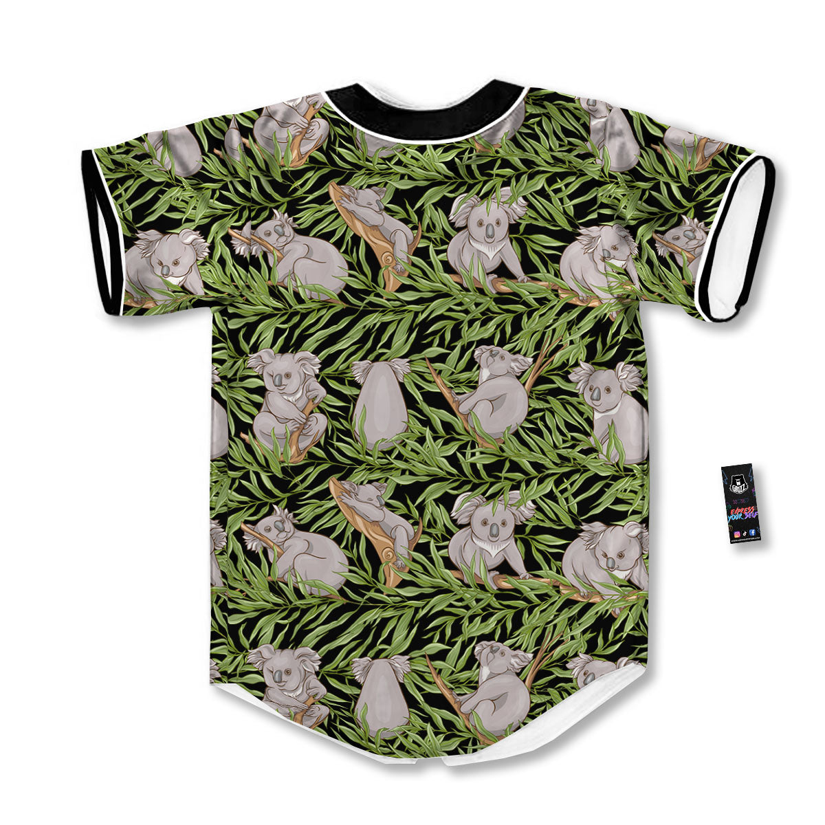 Forest Koala Print Pattern Baseball Jersey-grizzshop