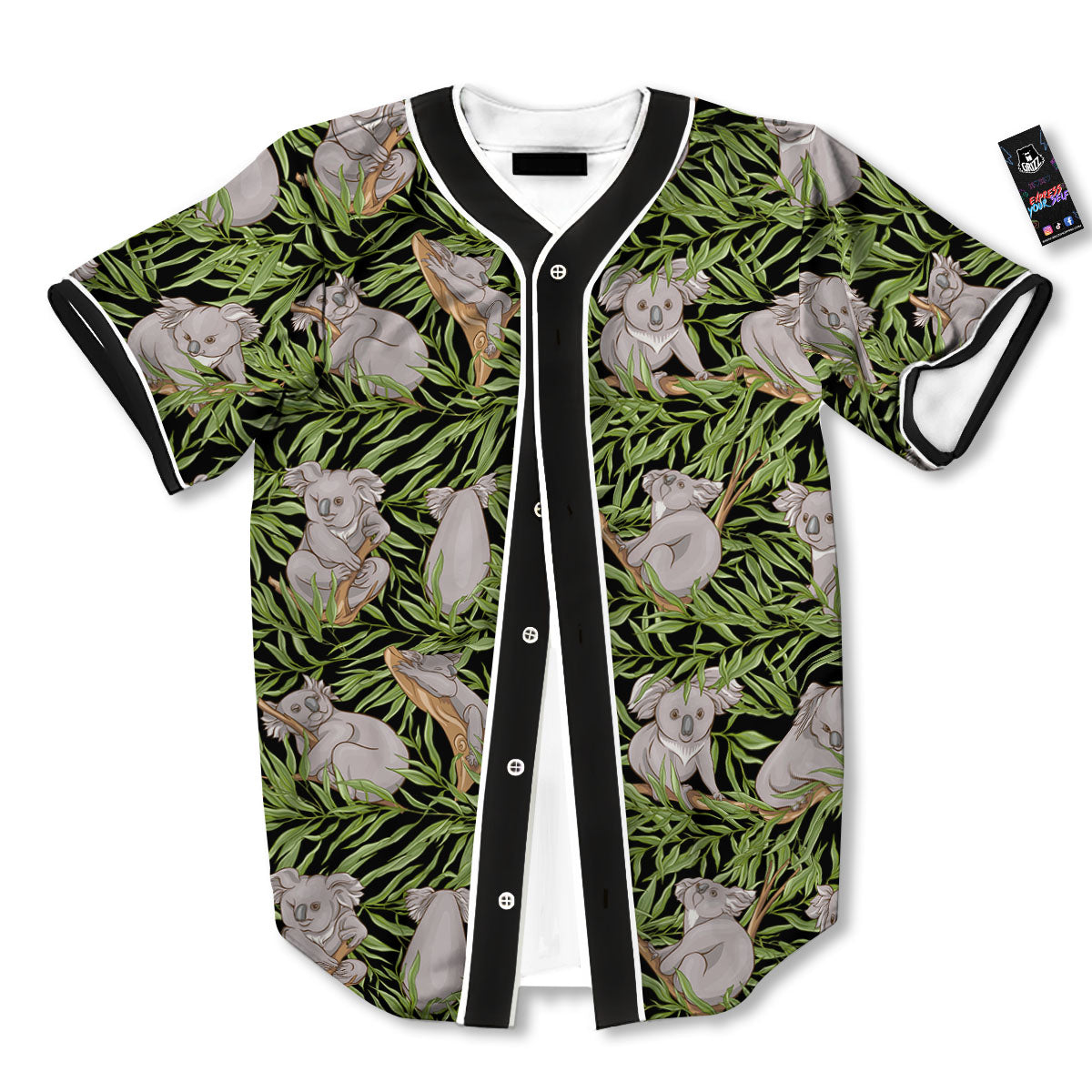 Forest Koala Print Pattern Baseball Jersey-grizzshop