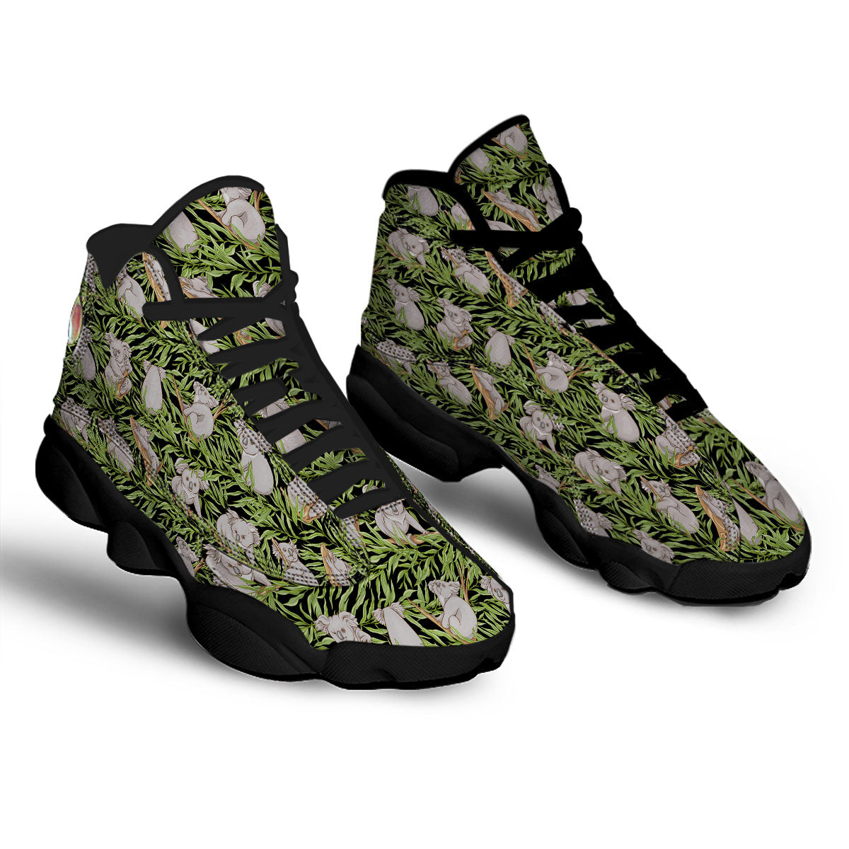 Forest Koala Print Pattern Black Basketball Shoes-grizzshop